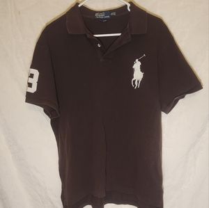 Ralph Lauren polo shirt men short sleeve adult Large XL dark brown